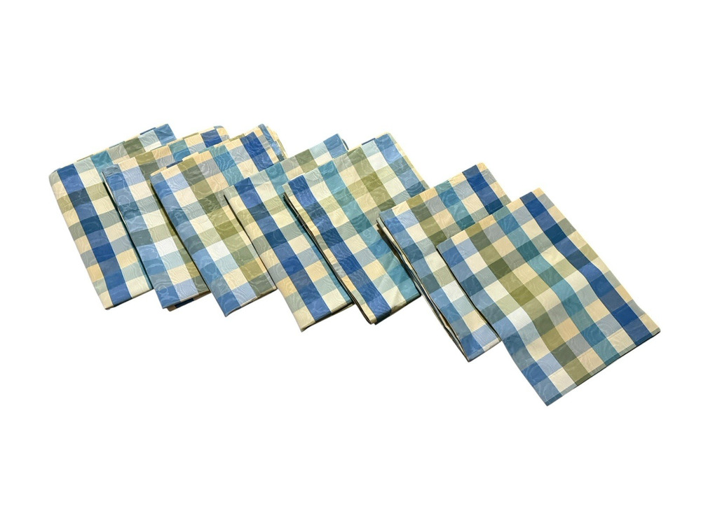 Vintage High End Set Curtains Drapes 6 Panels 1 Valance Yellow Blue Green Plaid